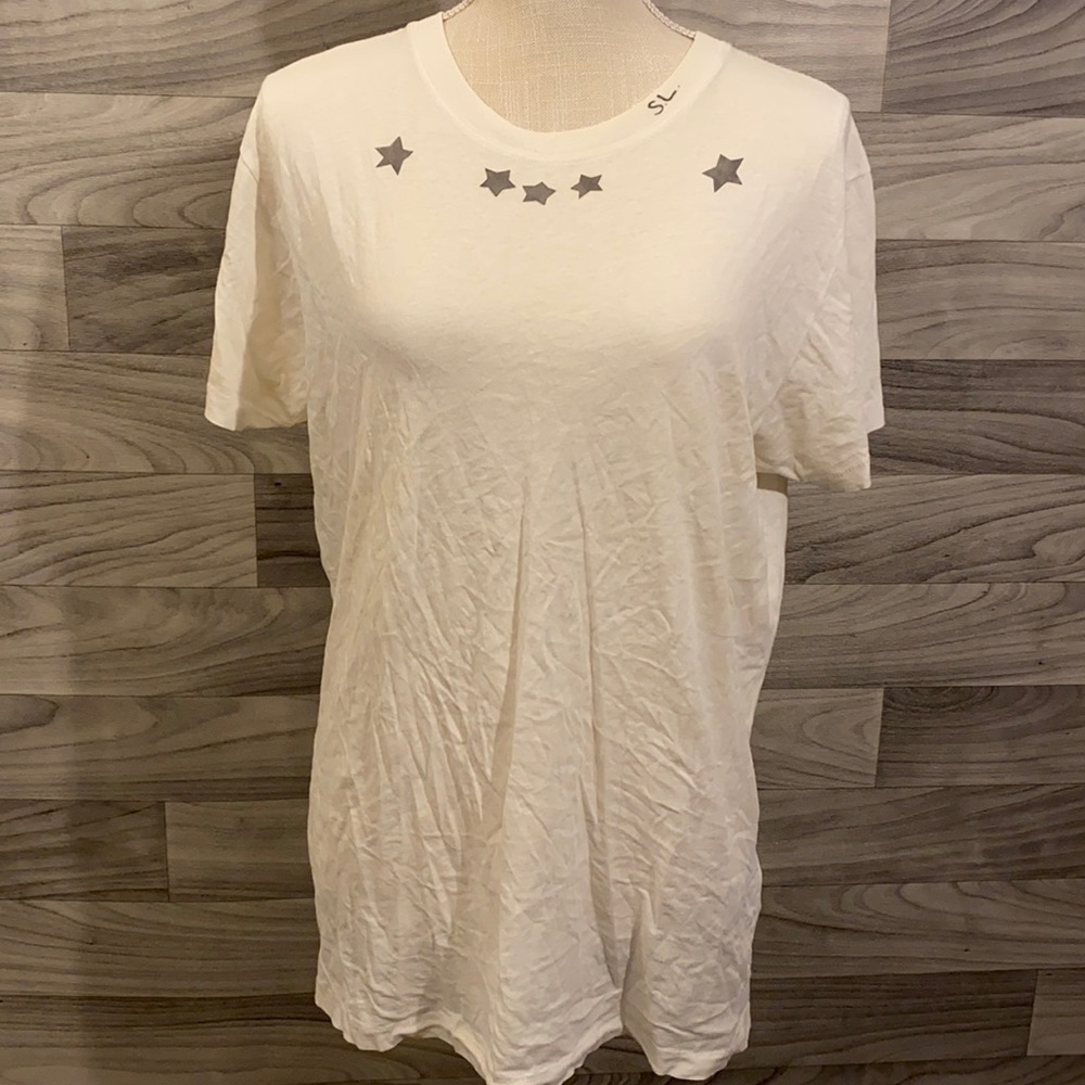 Saint Laurent Short Sleeve T-shirt In Ivory